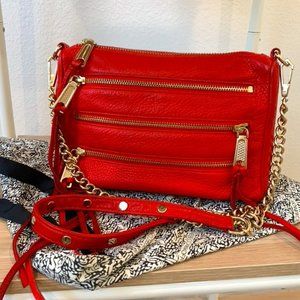 Rebecca Minkoff 5 zip crossbody (Red, pebbled leat